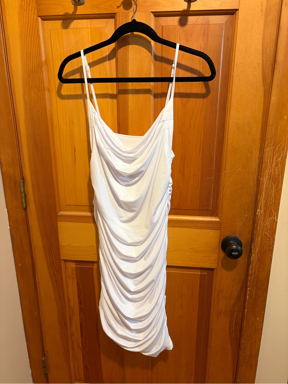White Ruched Bodycon Midi Dress - Women's - Picture 2 of 4